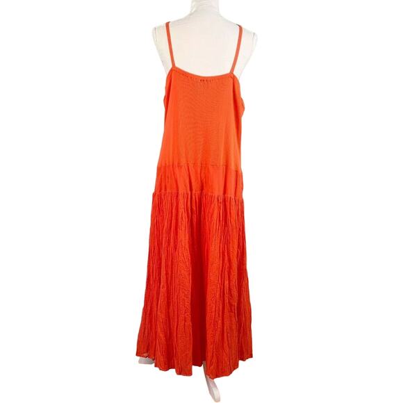 Mlle Gabrielle Dress Orange Maxi 20W Stretch Top Crinkle Finish Beaded New - Picture 11 of 12
